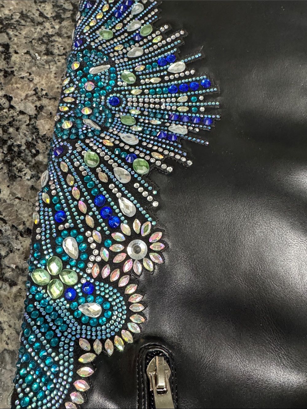 Azalea Wang Over-the-Knee Boots Blue Peacock design and Stud Details NEW 6 - Picture 5 of 17